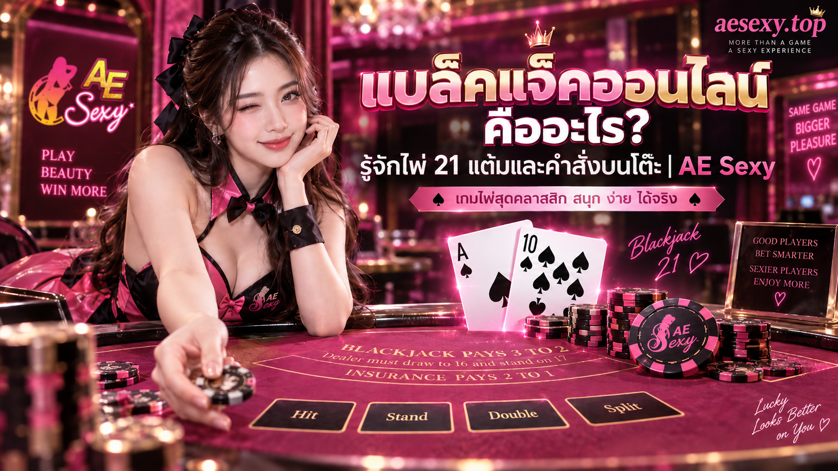 แบล็คแจ็คออนไลน์ คืออะไร? รู้จักไพ่ 21 แต้มและคำสั่งบนโต๊ะ | AE Sexy